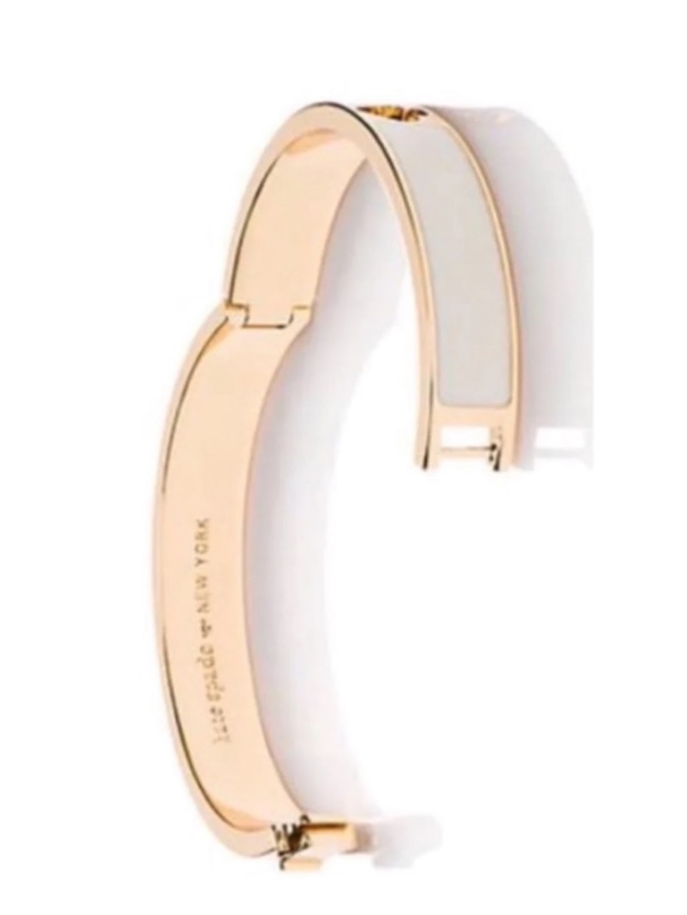 kate spade gold-tone and white enamel spade cutout bangle bracelet - Picture 2 of 3